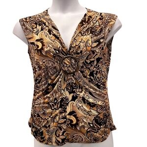 Vintage 90s Paisley Blouse Brown Large